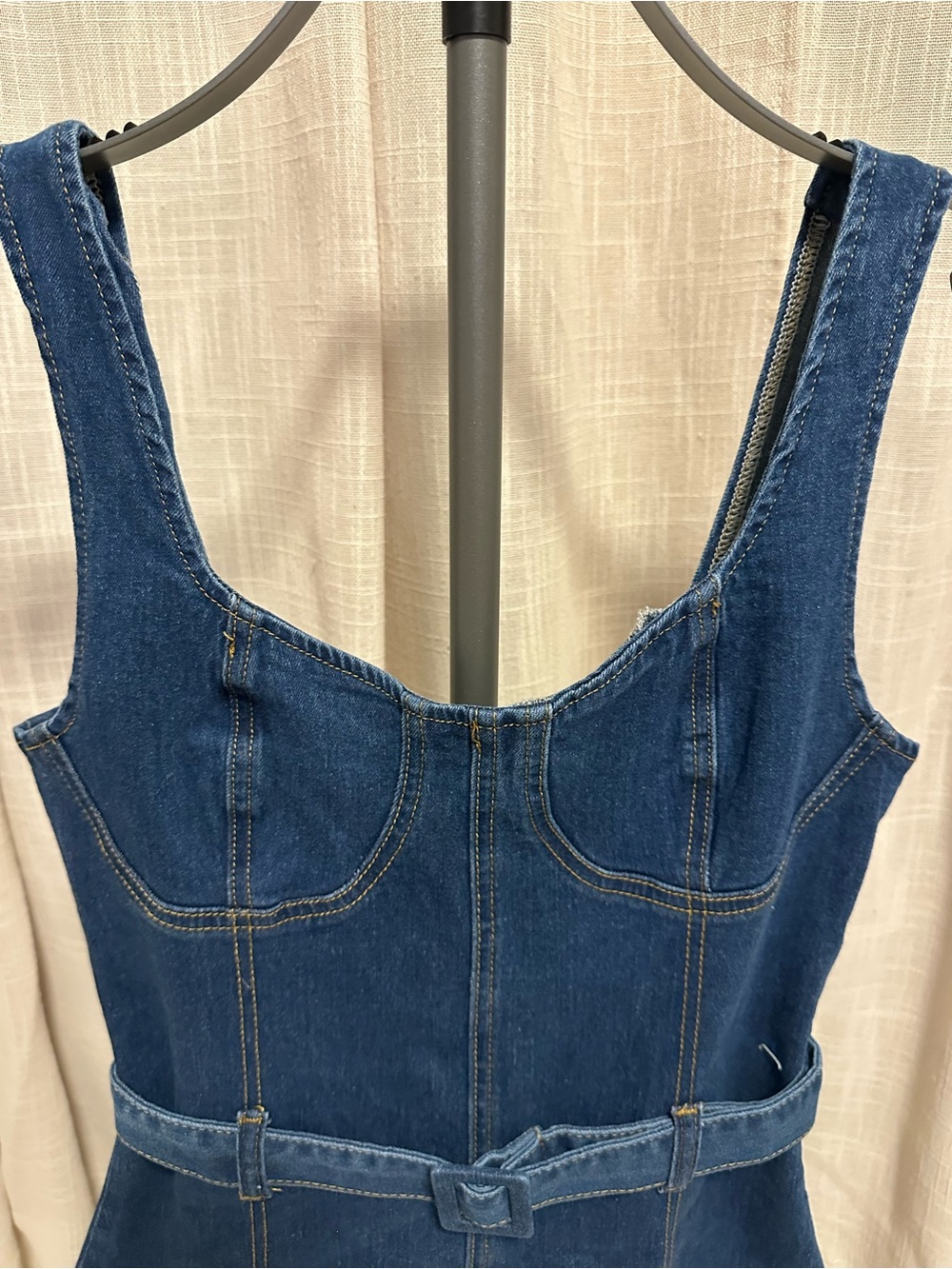 SHEIN Denim Belted Bodycon Mini Dress - Deep Blue - Picture 4 of 14